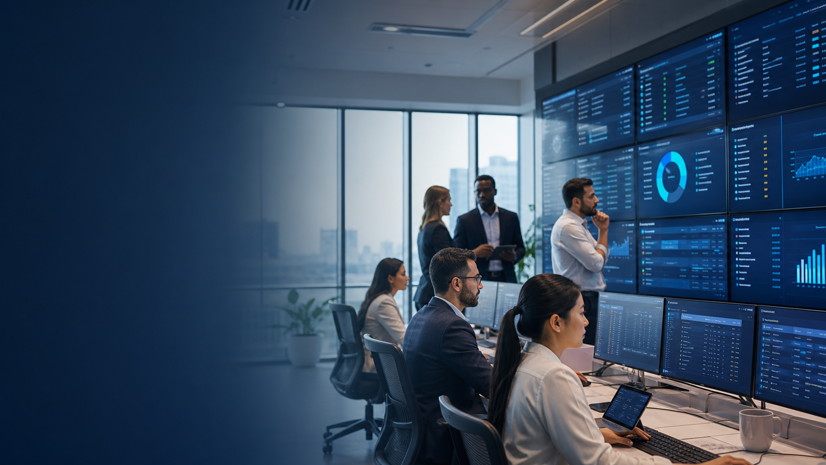 International operations team monitoring global fiscal compliance workflows