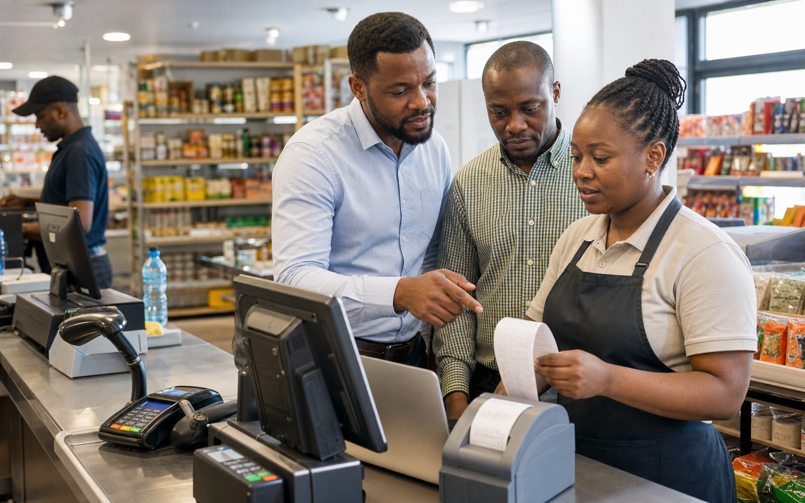 Implementation partner discussing fiscal rollout with a business customer